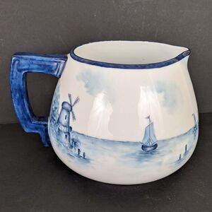 PH Leonard Vienna Austria Porcelain Hand Painted Windmill Cider Pitcher